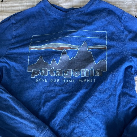 Patagonia Save our Home Planet Long-sleeve Kid T-shirt szL blue - Picture 5 of 6